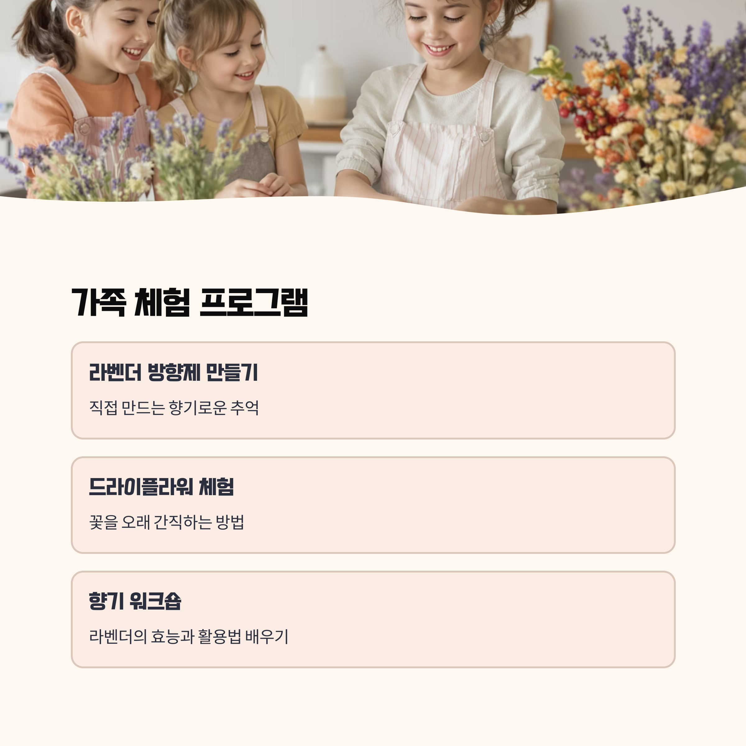 가족 체험 프로그램 및 즐길 거리