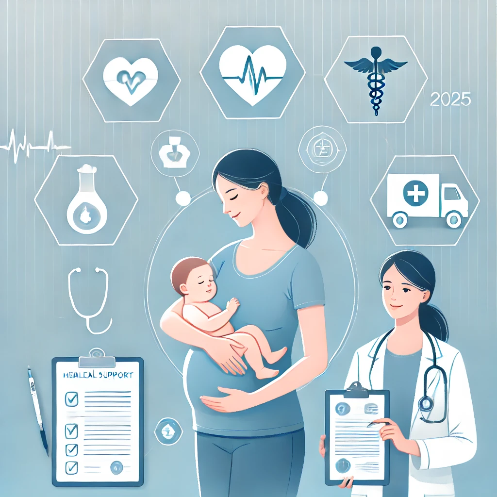 임산부, 신생아를 위한 의료비 지원금에 대한 인포그래픽 일러스트