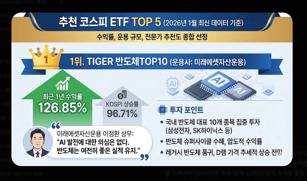 코스피 ETF 추천 TOP 5 [2026년 전망] 섹터별 유망 종목 및 투자 전략