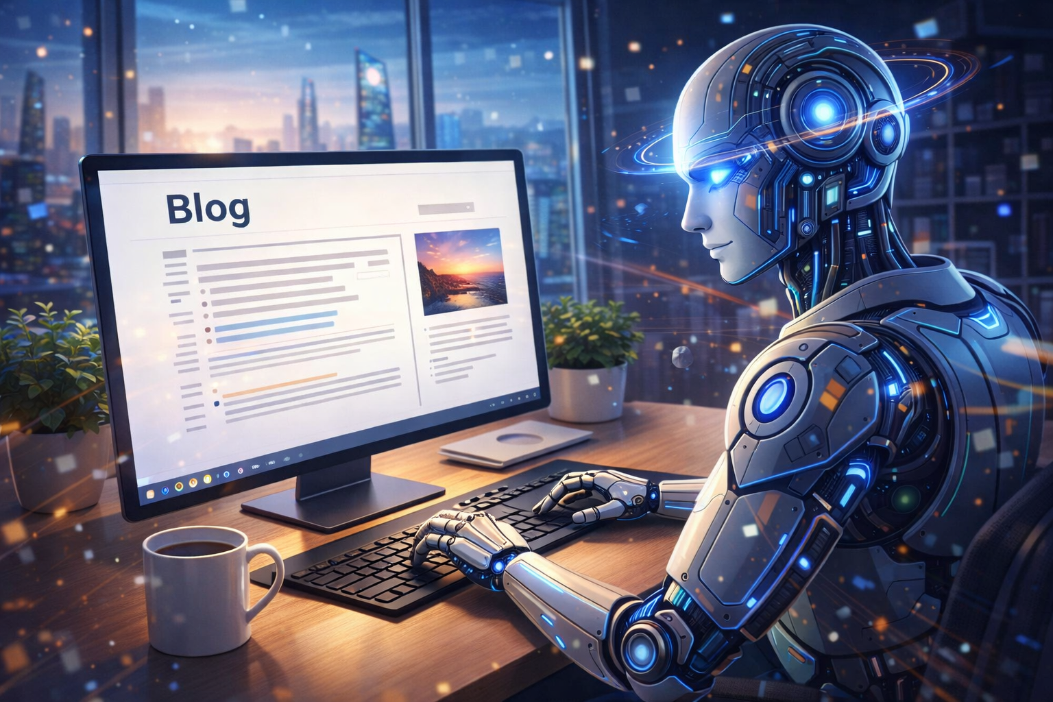 ai 로봇이 블로그를 작성하는 이미지