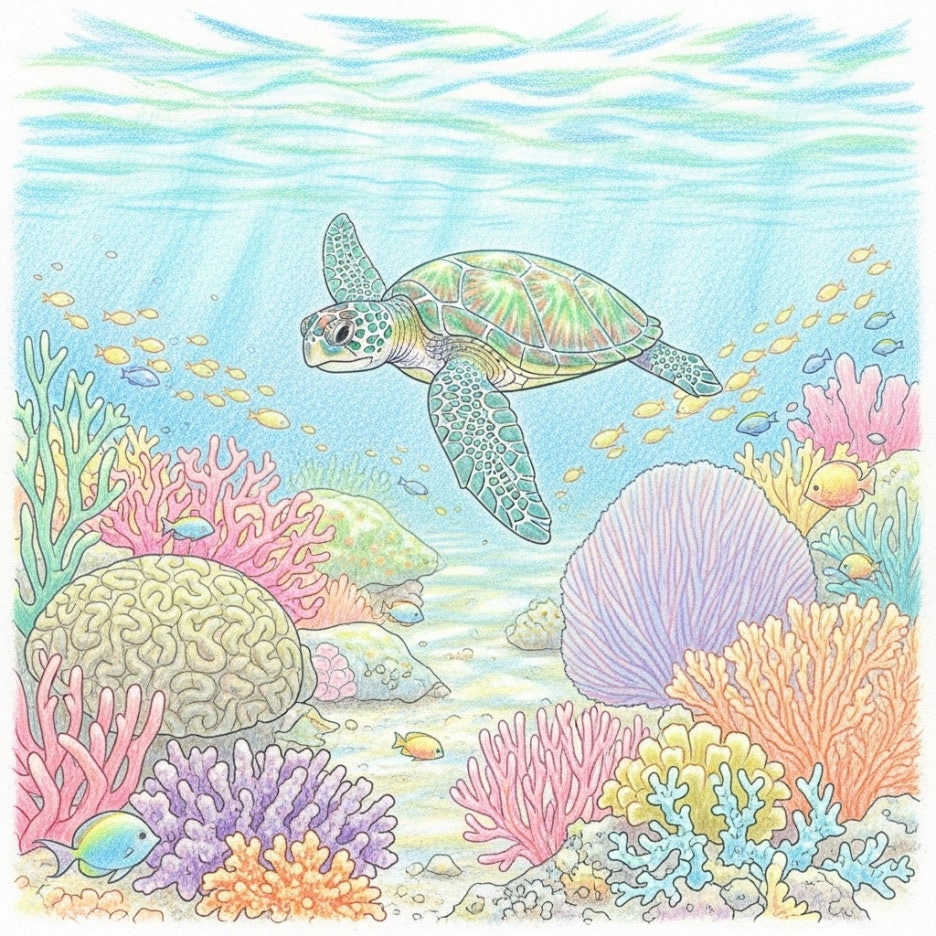 부나켄 국립공원의 화려한 산호초와 바다거북