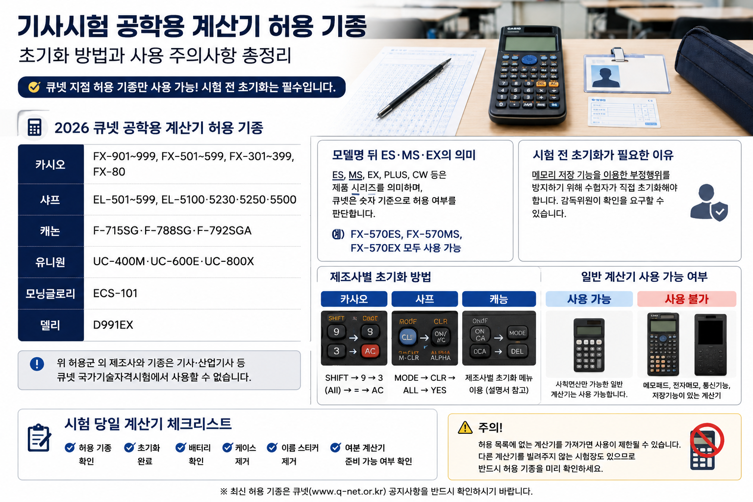 기사시험 공학용 계산기 허용