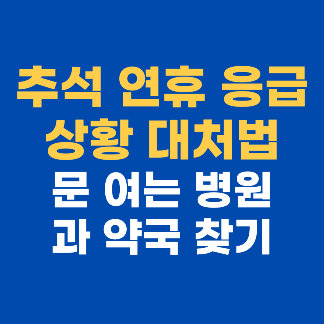 추석 연휴 응급상황 대처법