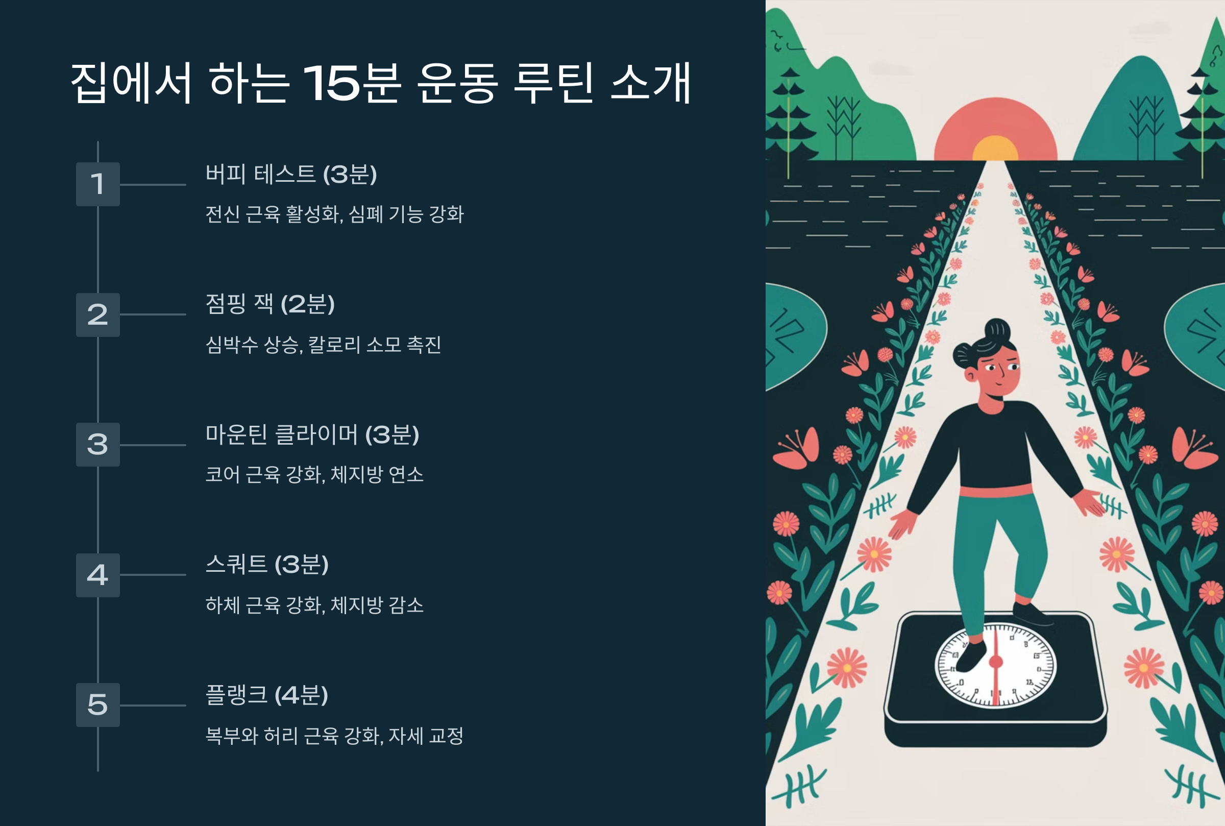 집에서 15분 운동으로 체지방 10% 감량