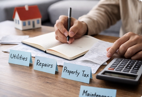 집 관련 비용을 정리하며 분석하는 모습