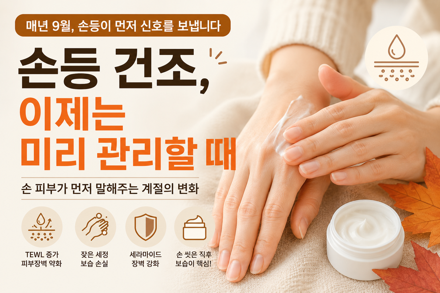 가을철 손등 건조, 미리 관리할 때