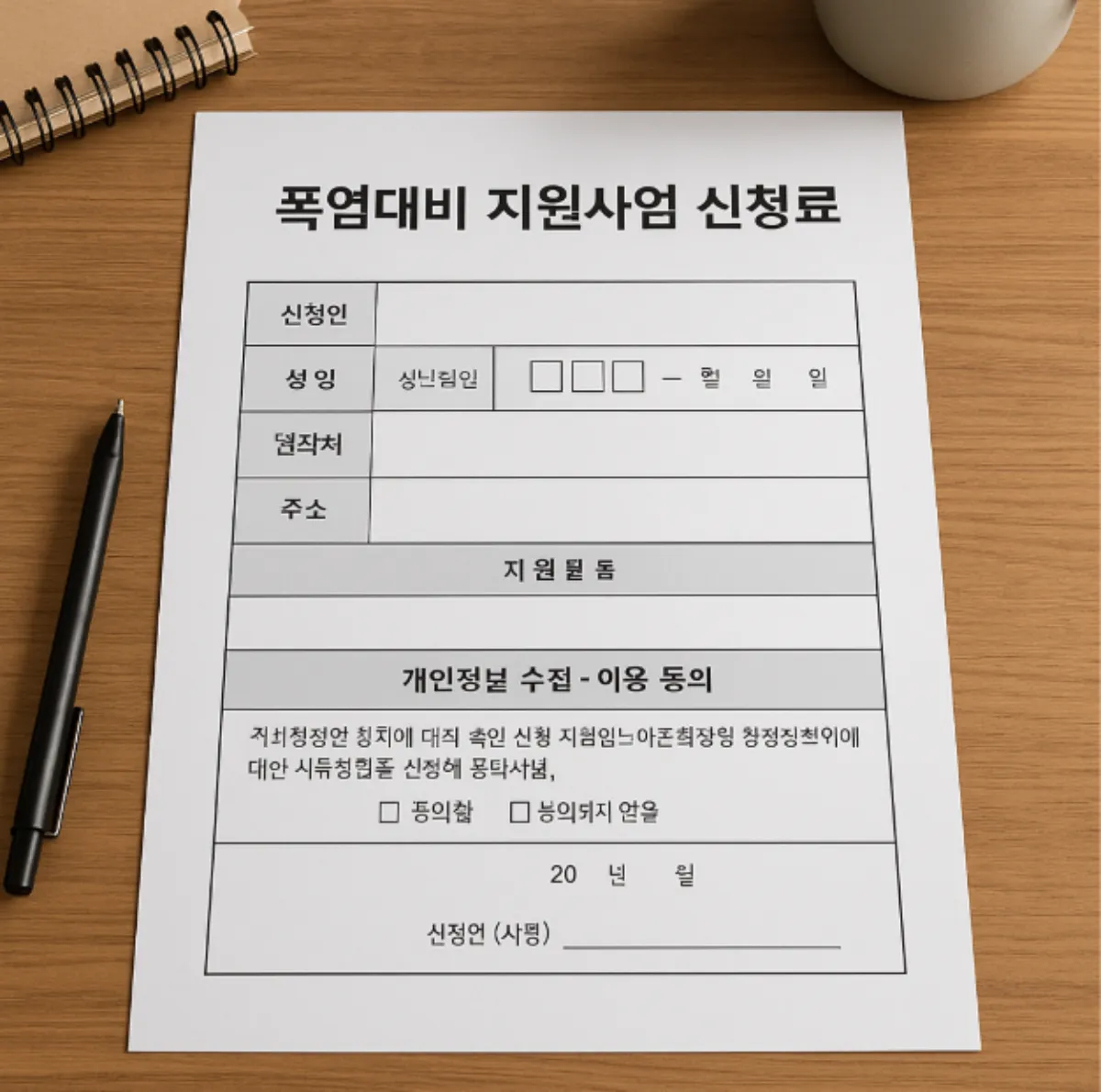 근로환경개선품목 신청서