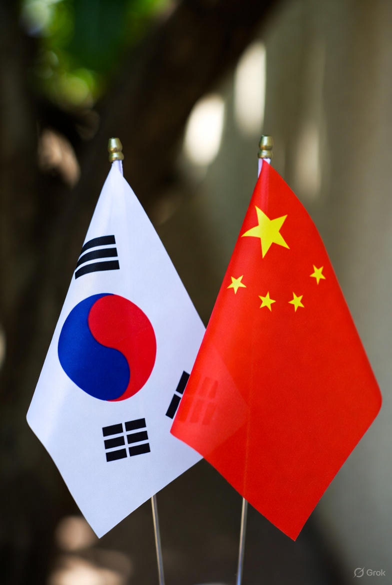 한중 정상회담 국기 사진