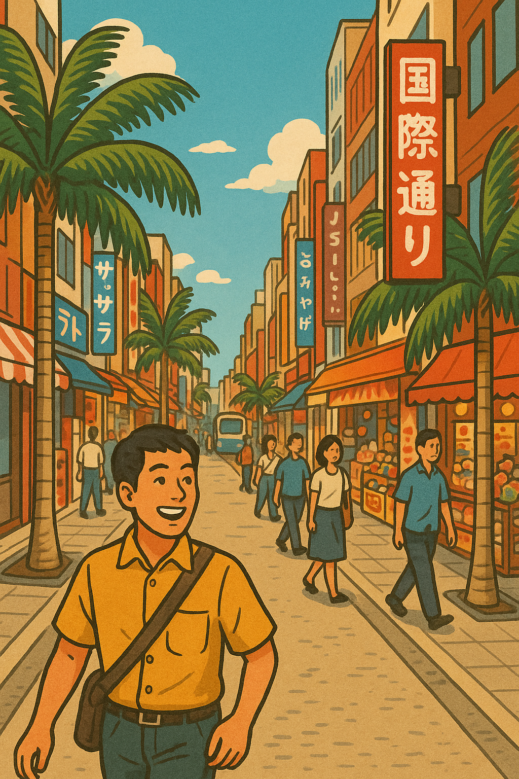 오키나와 국제거리 일러스트(출처 : AI 생성 이미지)
