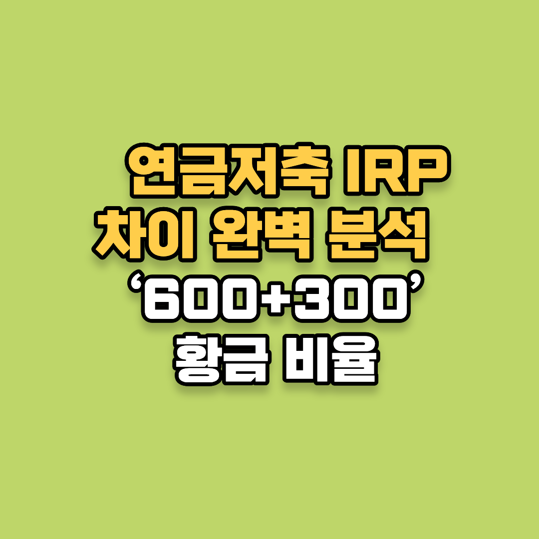 연금저축 IRP 차이 완벽 분석 ‘600+300’ 황금 비율