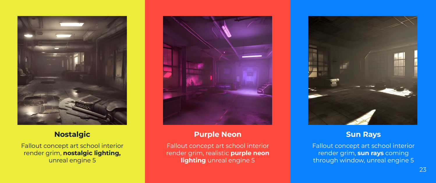 조명 종류에 따른 예 - 노스탤지아/보라색 네온/.햇살