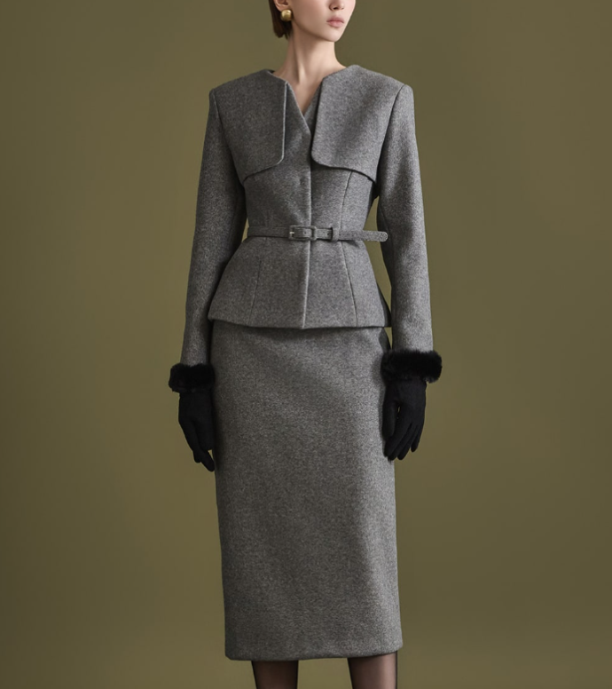 {자켓} 언더커버 미쓰홍 15회 :: 하윤경(고복희) / 딘트 DINT 그레이 벨트 자켓