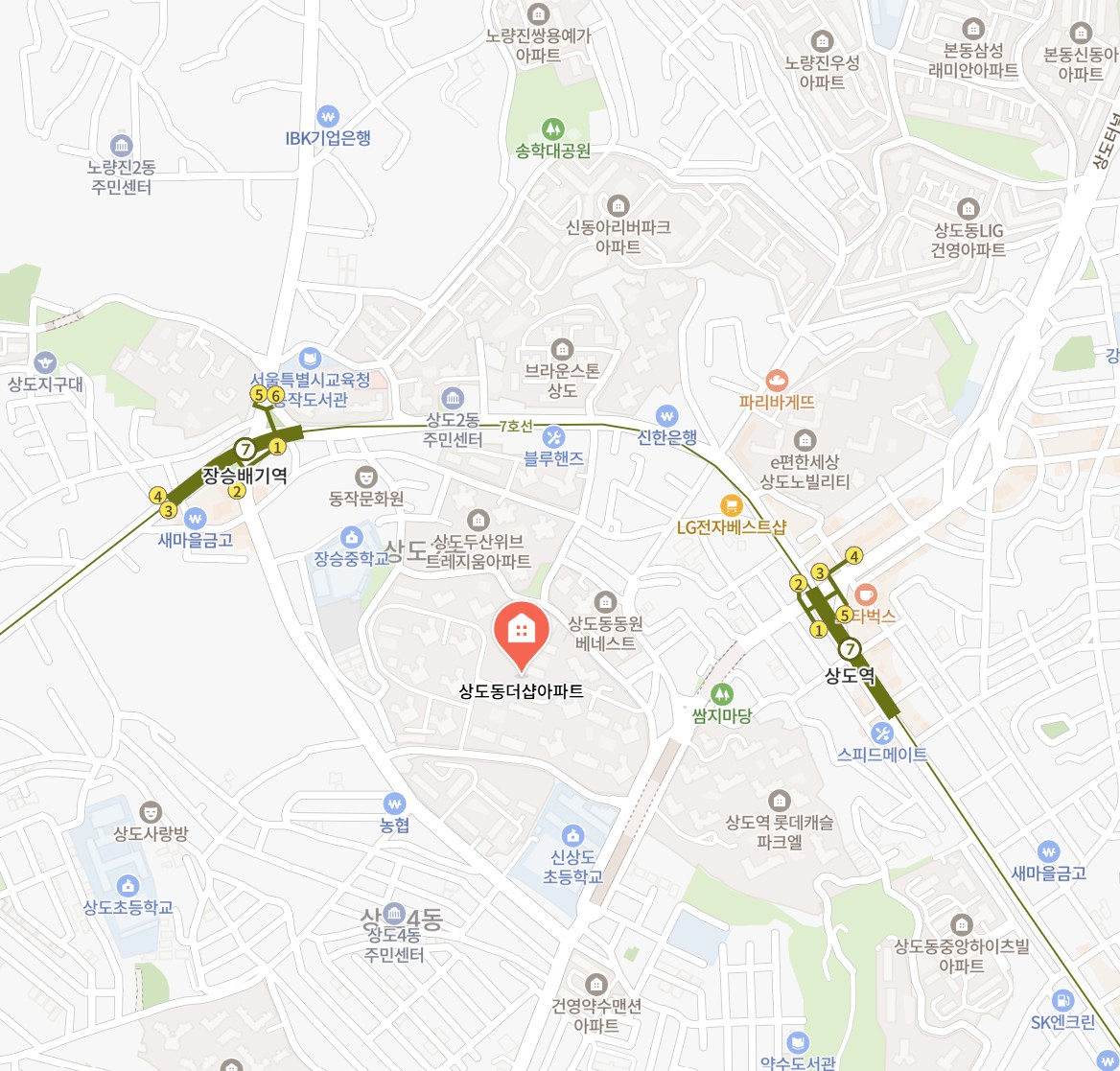 동작구 상도동 상도더샵 아파트 위치 지도