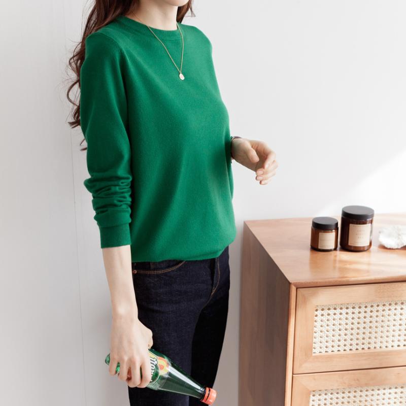 부드러운 기본 블랙 핑크 23컬러 겨울 데일리 캐시미어 니트 라운드 여성 니트 티