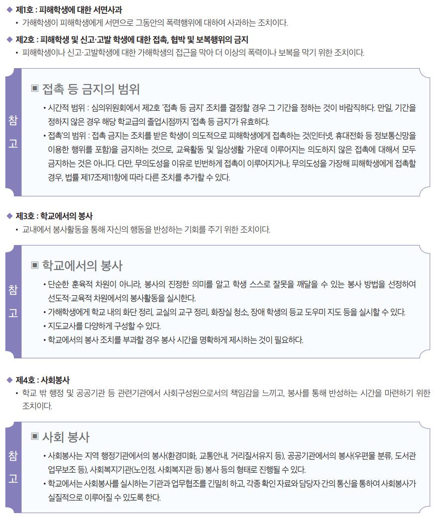 학폭 서면사과란? 학교폭력 가해학생 조치사항
