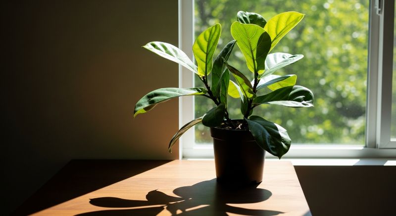 창가에서 햇빛 양을 확인하며 식물을 놓는 모습