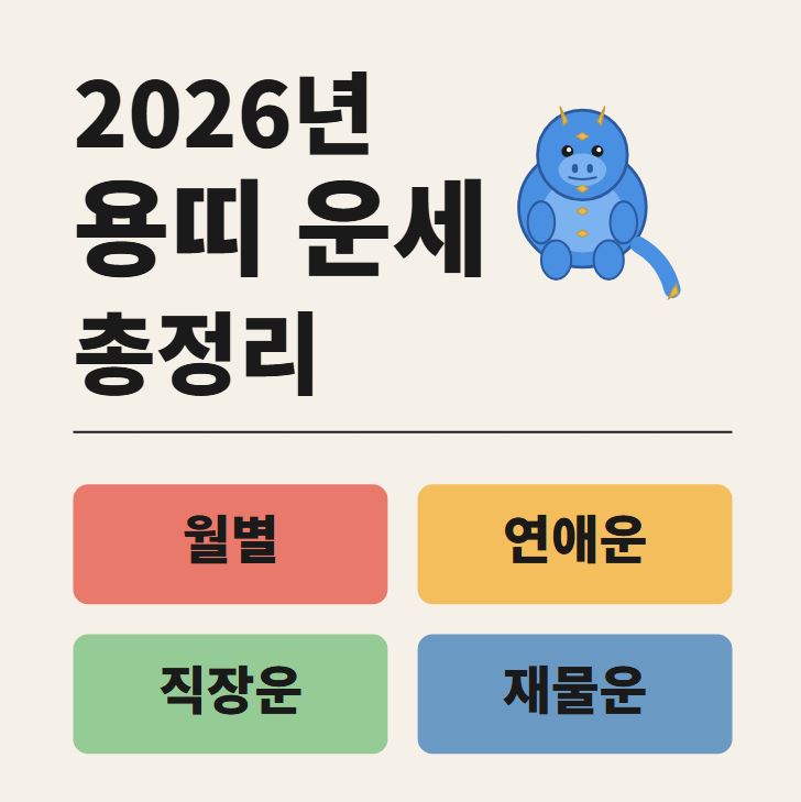 2026년 용띠 운세 총정리 (월별·연애운·재물운·직장운)최신