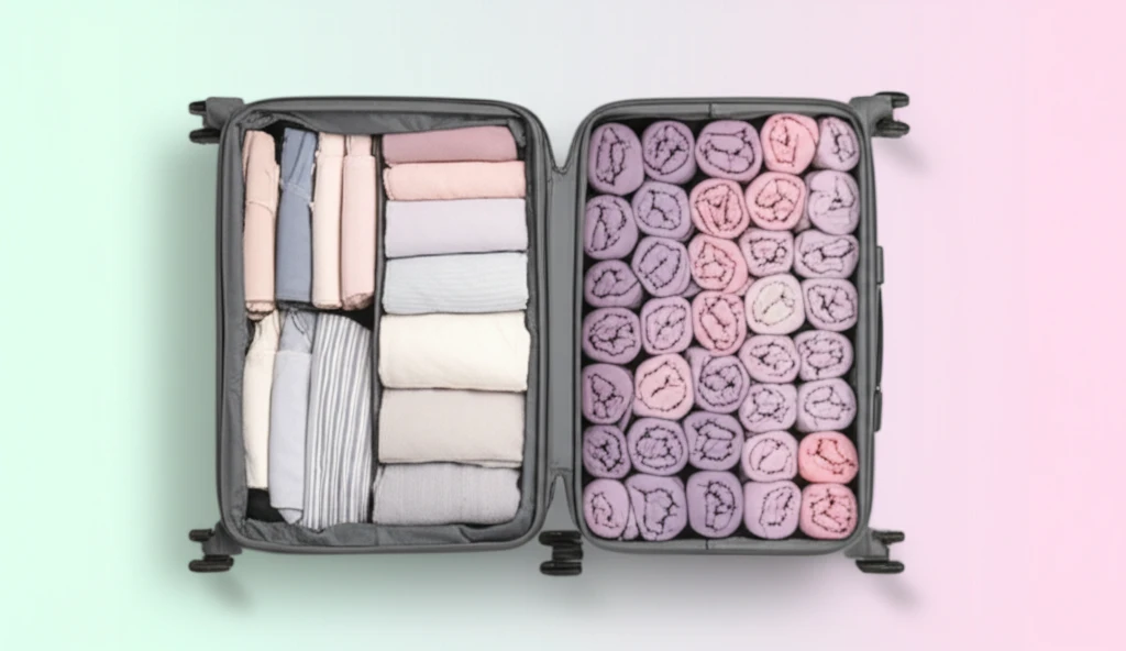 캐리어 정리 기술 롤링 기법으로 의류..