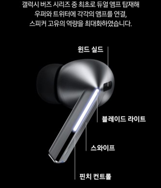 갤럭시 버즈3 프로 블랙 컬러 착용 이미지