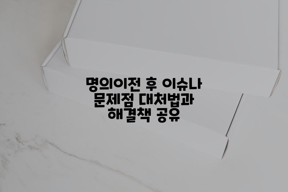 명의이전 후 이슈나 문제점 대처법과 해결책 공유