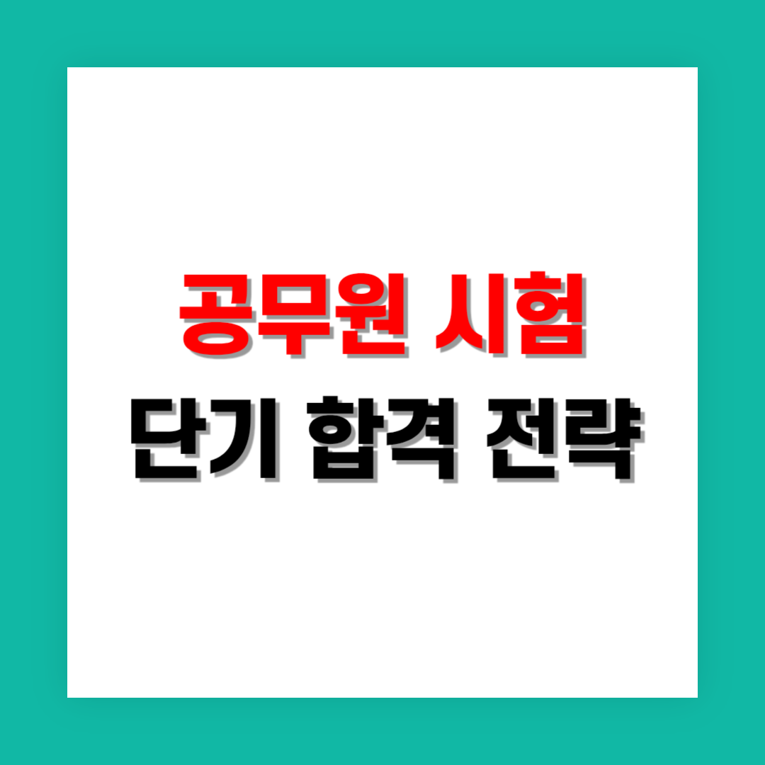 공무원 시험 준비 방법: 단기 합격 전략 가이드