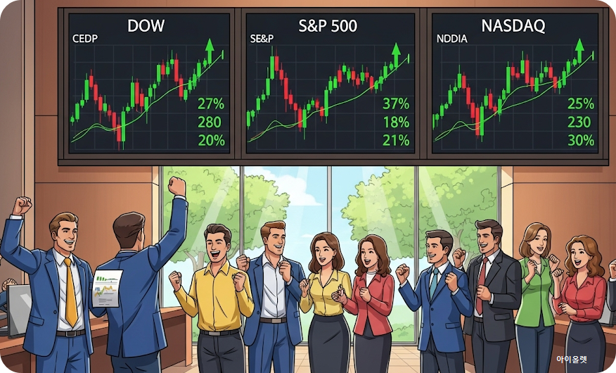 뉴욕증시 3대 지수의 랠리