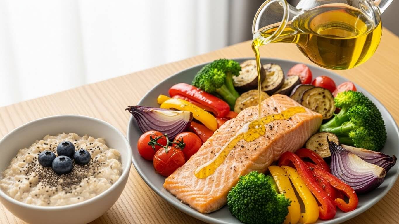 콜레스테롤 낮추는 데 도움 되는 식이섬유와 생선 위주의 식단