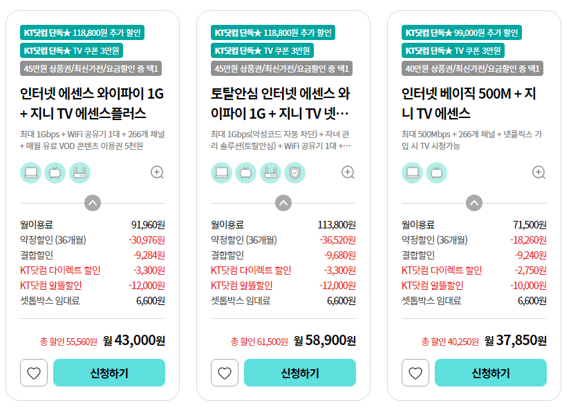 KT 인터넷 + TV결합 혜택 최대 354만원 지원 받는 방법
