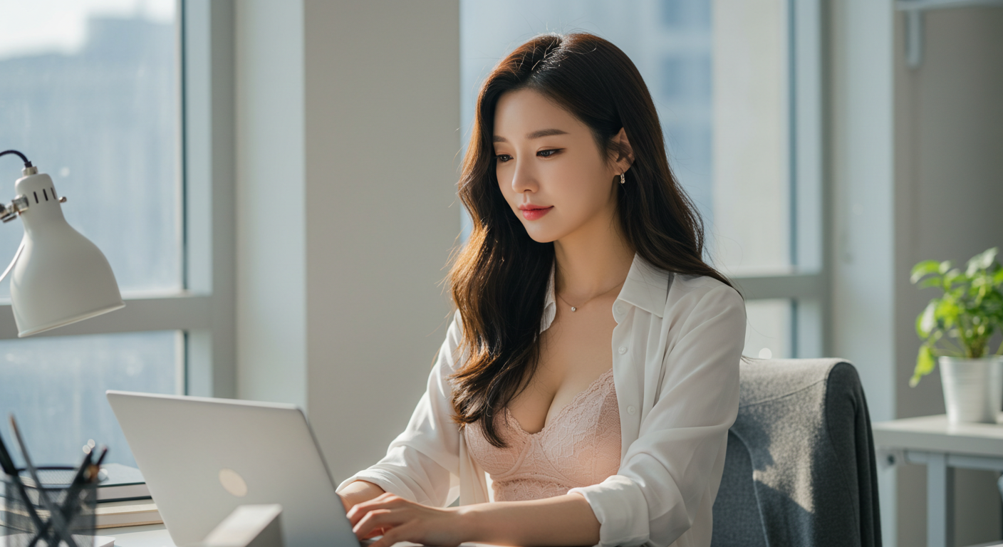 사무실에서 일하는 여성