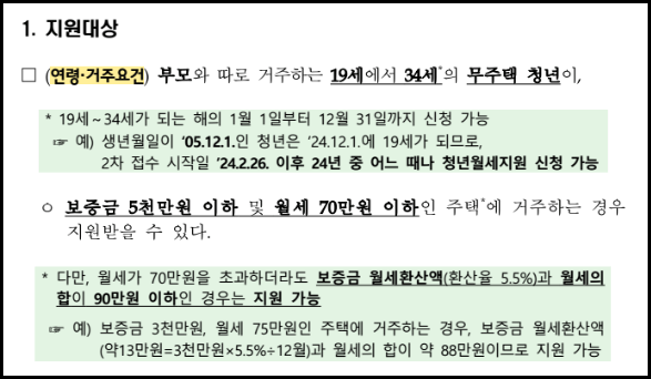 2024년 청년월세 특별지원 지원대상 신청기간 신청방법