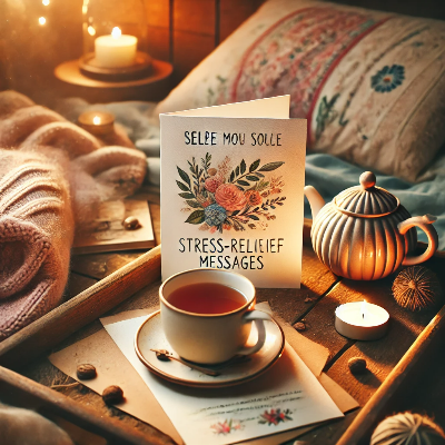 따듯한 찻잔 속의 차와 메시지카드