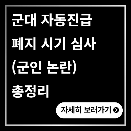 군대 자동진급 폐지 시기 심사 총정리 (군인 논란)