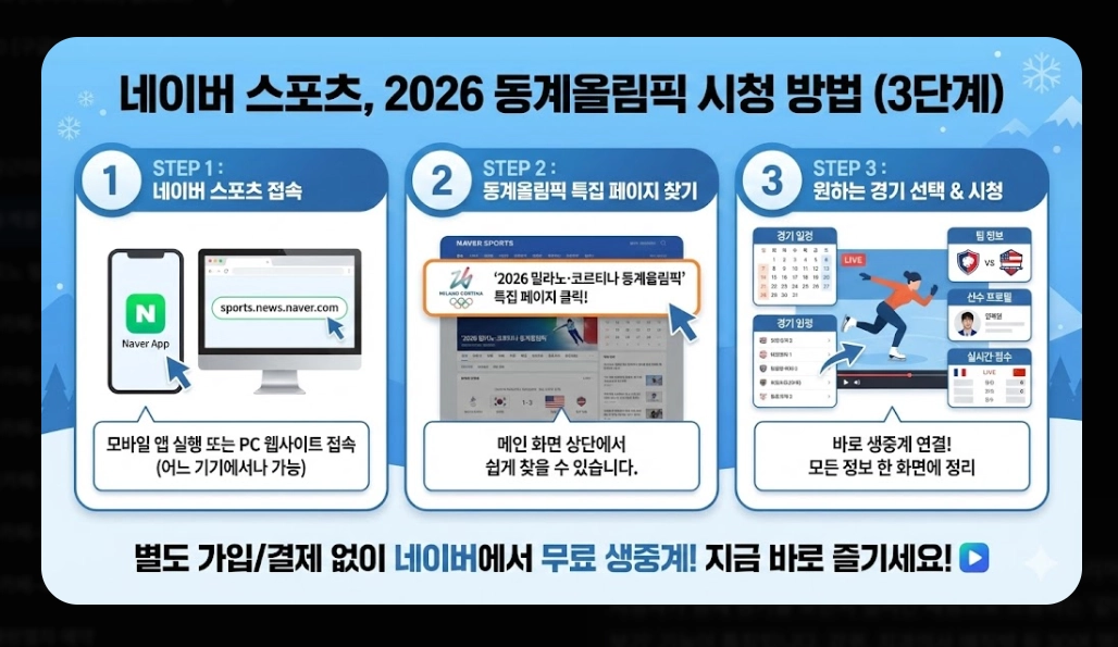 2026 동계올림픽 중계 [치지직&middot;네이버 무료] 경기 일정 및 시청 방법 완벽 가이드