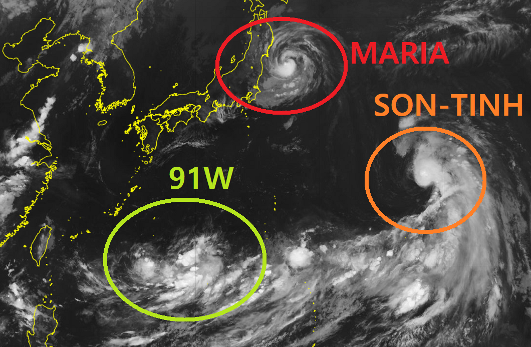 6호 태풍 손띤 위성 영상