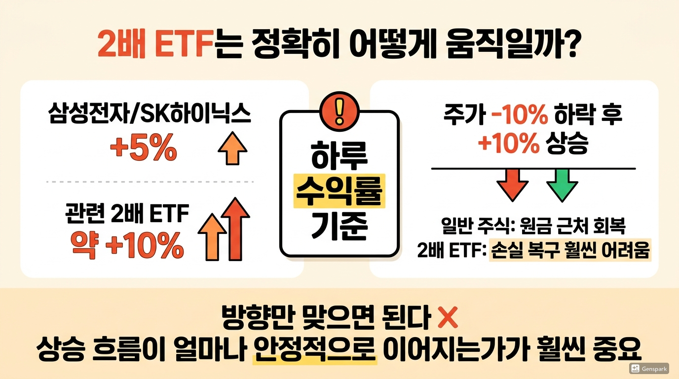 2배 ETF는 정확히 어떻게 움직일까?