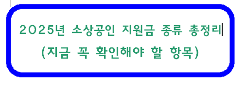 2025년 소상공인 지원금 종류 총정리 – 지금 꼭 확인해야 할 항목