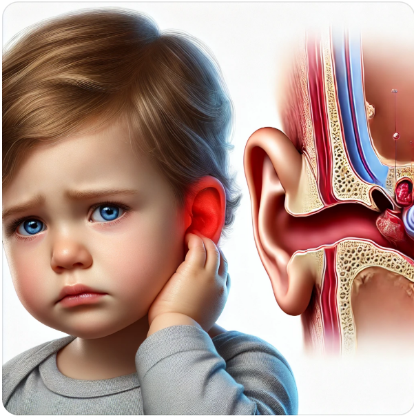 소아 중이염을 나타내는 사진