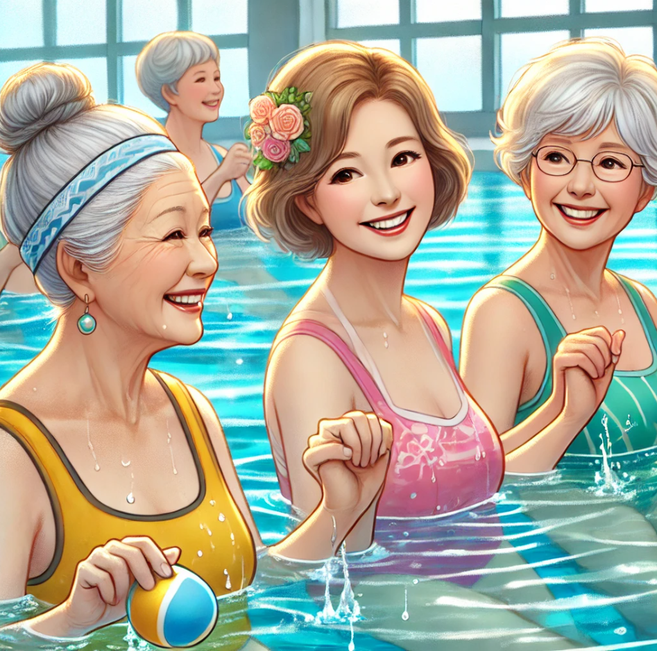 고령층 여성 다이어트 수중운동과 관련된 사진