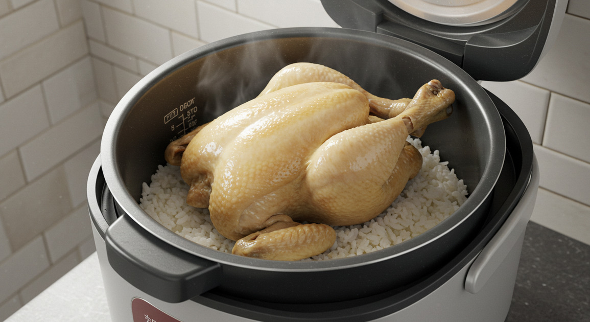 여름철 보양식 밥솥 백숙 이미지