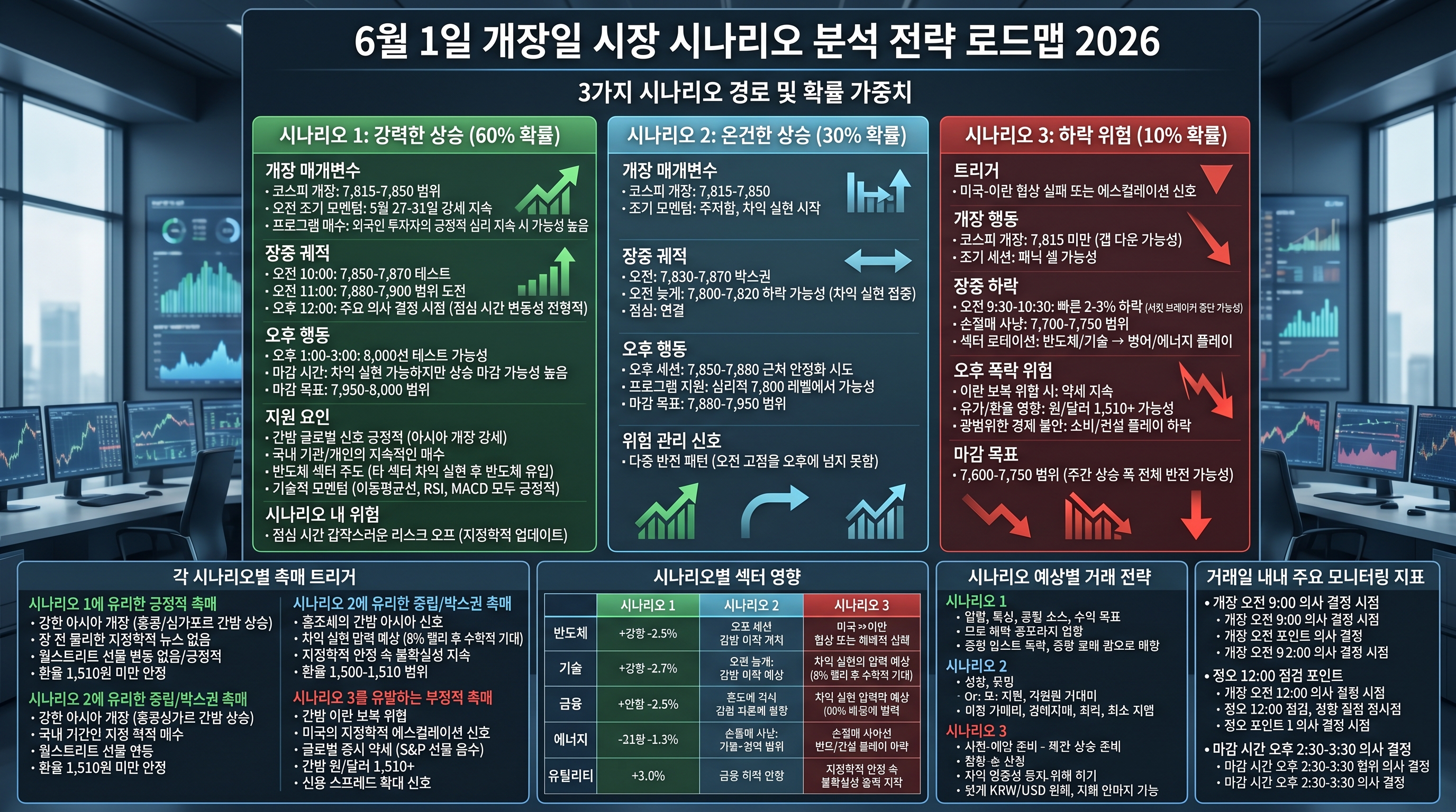 6월 1일 장중 전망, 시나리오 분석, 코스피 저항선, 섹터별 전망