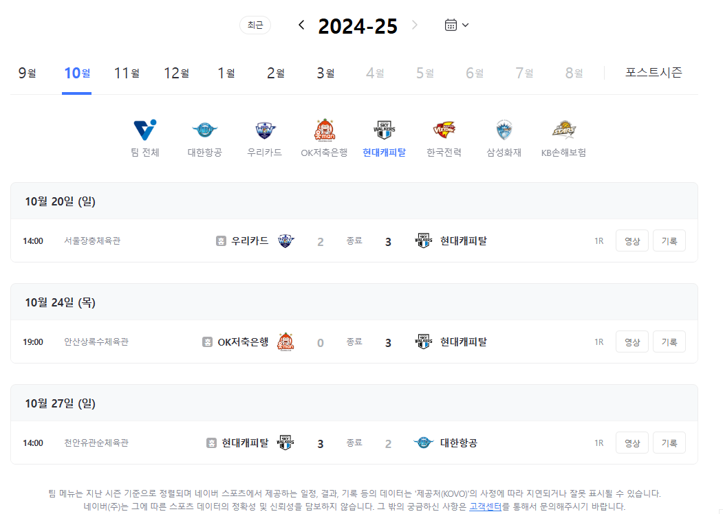 남자배구 현대캐피탈 4연승