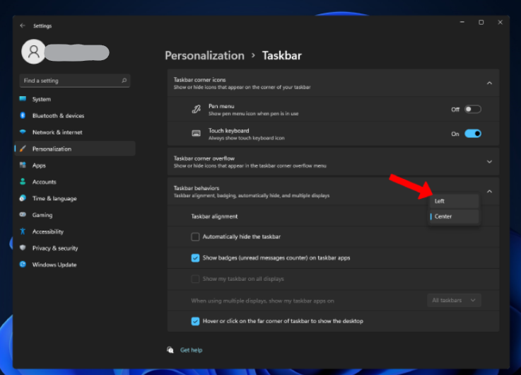 윈도우-11-작업표시줄-왼쪽으로-정렬