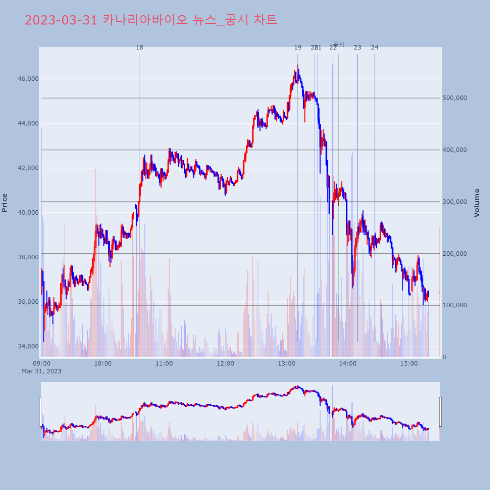 카나리아바이오_뉴스공시차트