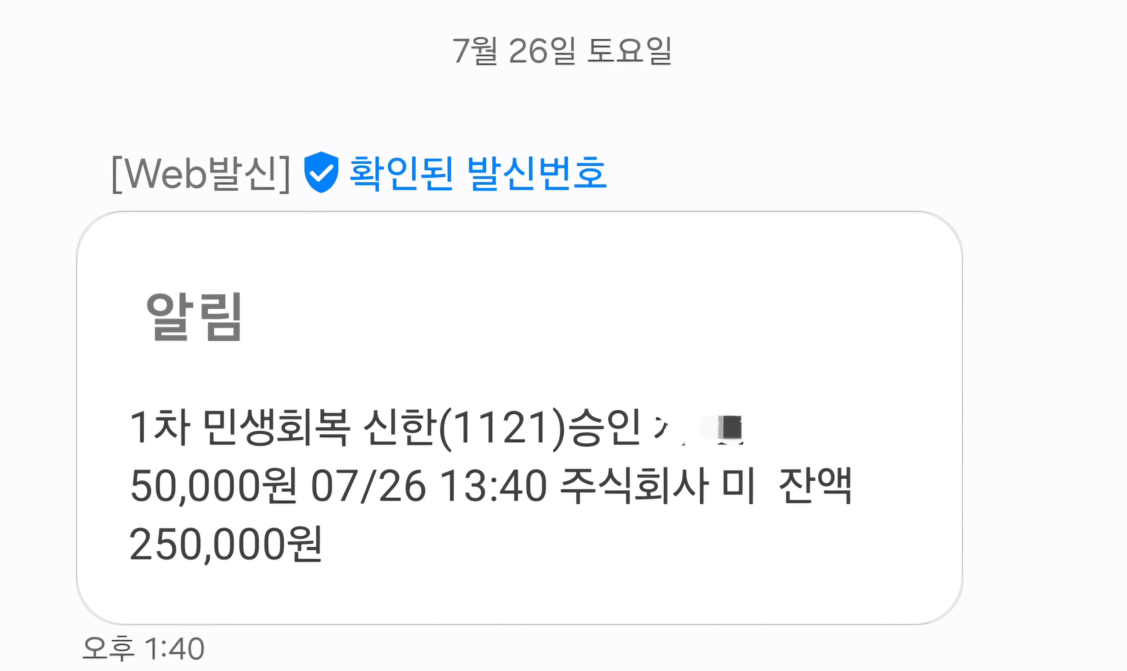 민생지원금 결제문자