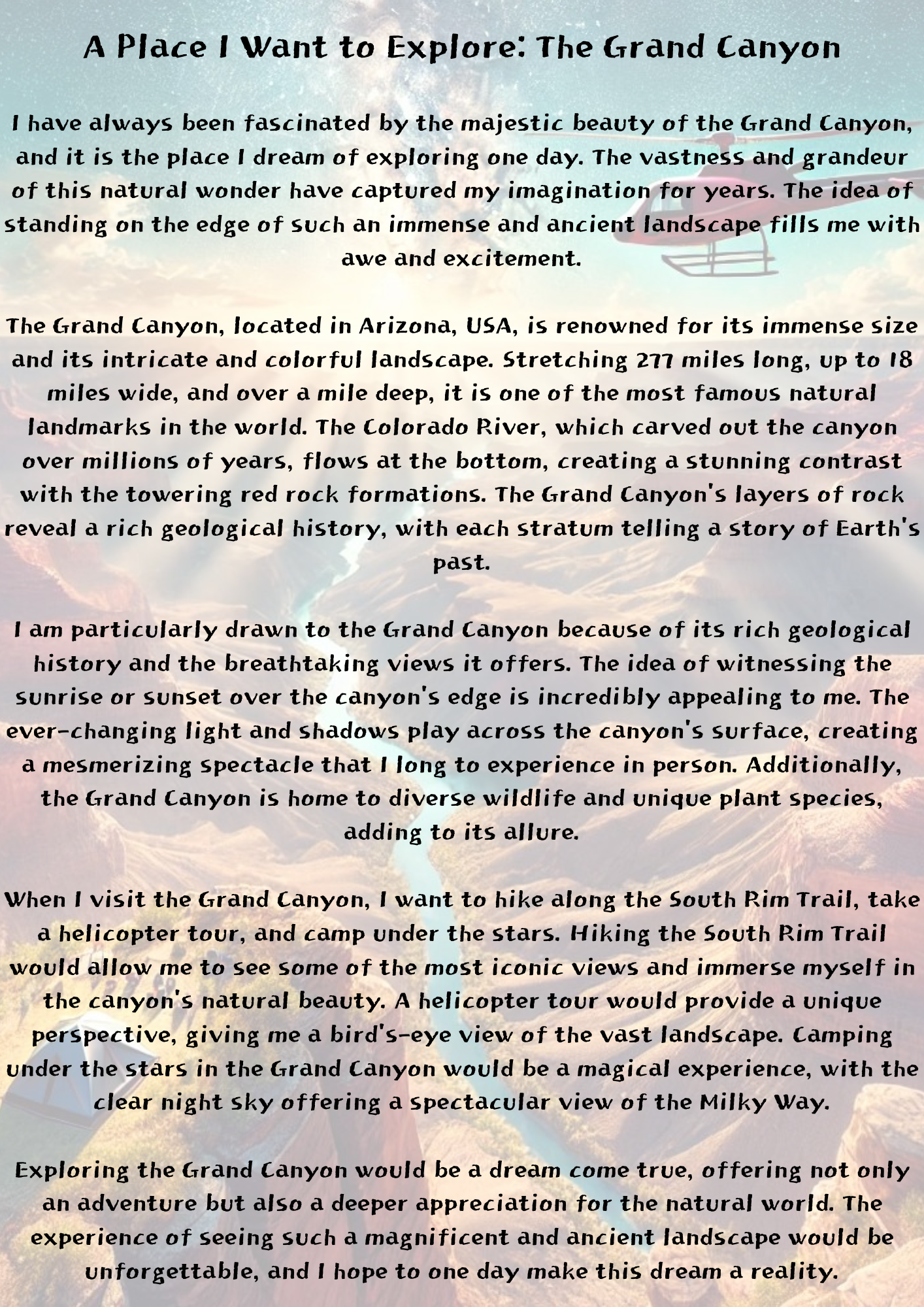 How to Write an English Essay: "A Place I Want to Explore"(영어 에세이 작성법: "탐험하고 싶은 장소")