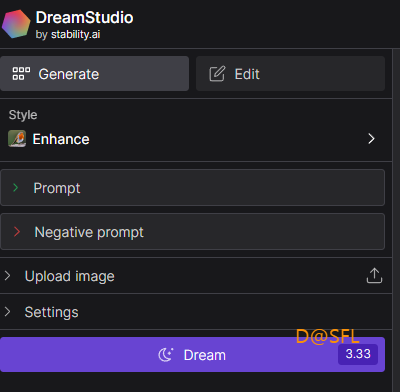DreamStudio 프롬프트 입력 공간
