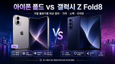 아이폰 폴드와 갤럭시 Z Fold8의 가격·스펙·디자인을 비교한 대표 이미지