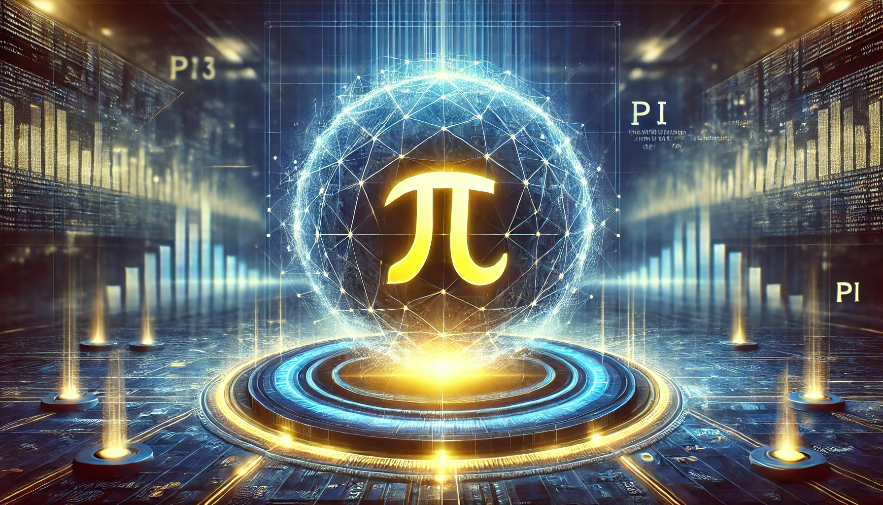 파이코인의 미래와 성장 가능성을 강조하는 블록체인 테마의 시각적 이미지