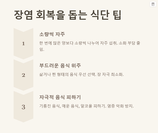 장염에 좋은 음식과 나쁜 음식 장염 회복을 돕는 식단 