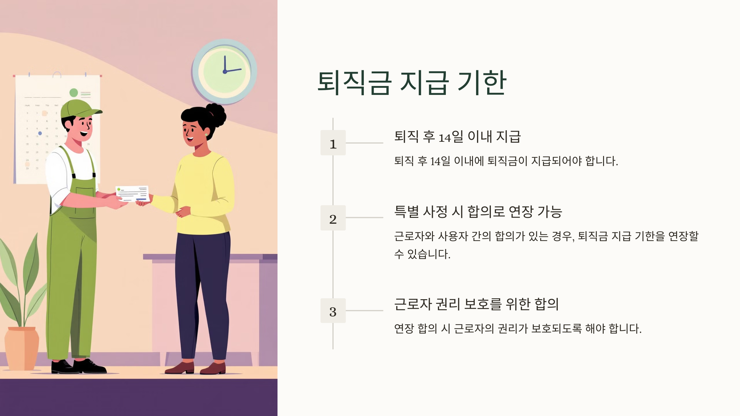 퇴직금 지급규정 계산방법 1년 이하